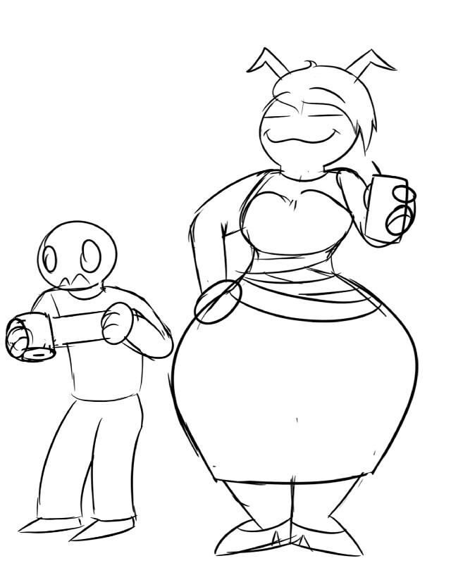 ambiguous_gender bandage clothing duo female footwear high_heels shoes thick_thighs hector-collector flipface4 flippy alien 4:5 hi_res monochrome