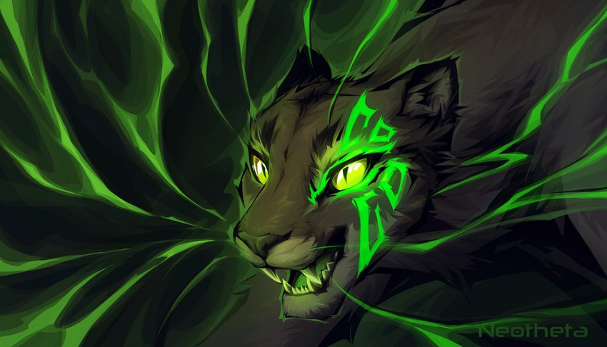 ambiguous_gender feral green_eyes open_mouth solo teeth tongue neotheta felid feline mammal 2021 digital_media_(artwork)