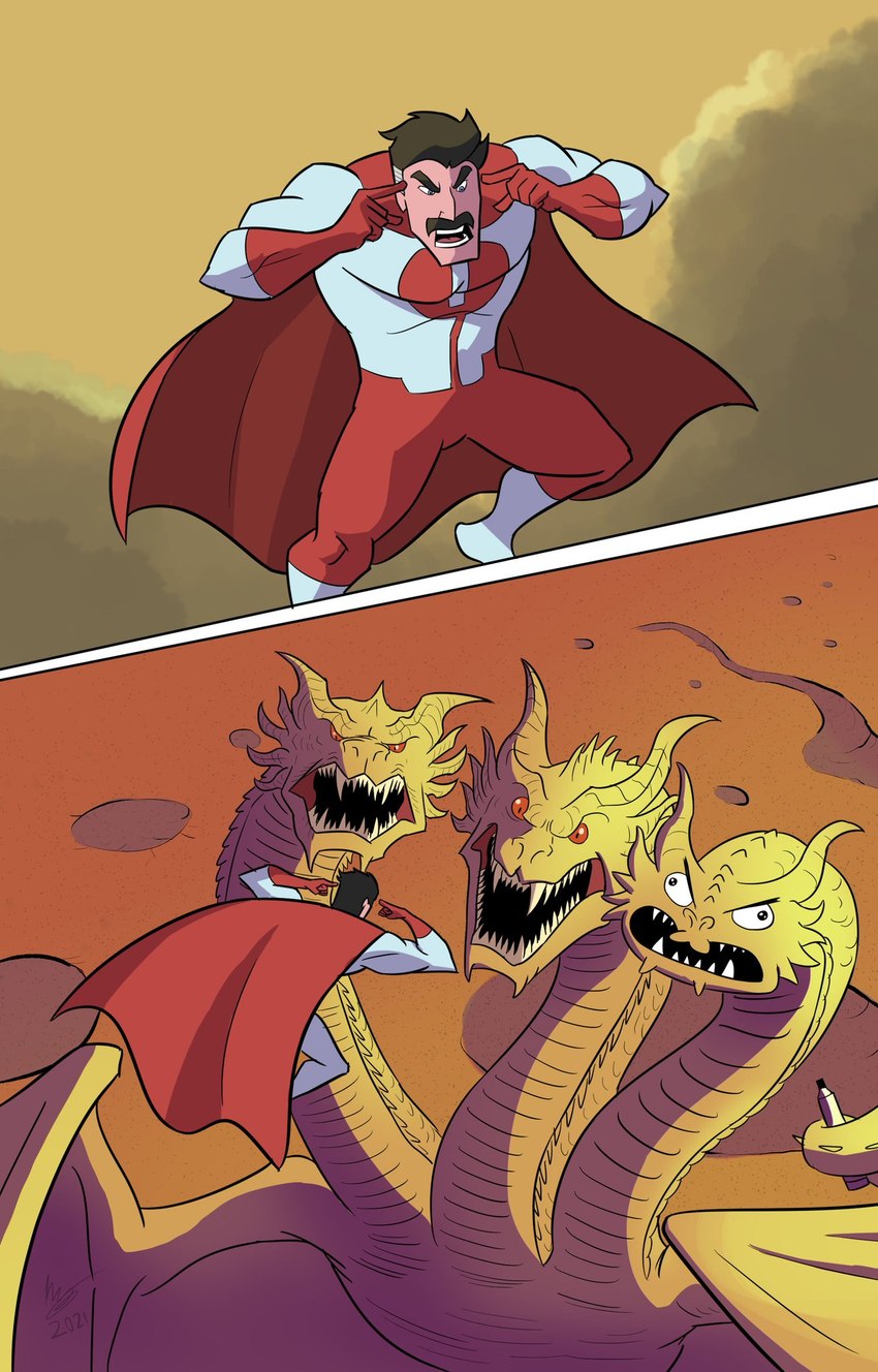 argument cape clothed clothing cloud derp_eyes fangs gold_scales group horn male marker membrane_(anatomy) membranous_wings multi_head outside red_eyes scales sharp_teeth sky teeth winged_arms wings a3dnazrigar european_mythology godzilla_(series) greek_mythology image_comics invincible_(image_comics) mythology think_mark_think! toho kevin_(godzilla) king_ghidorah nolan_grayson omni-man alien hydra kaiju viltrumite hi_res meme