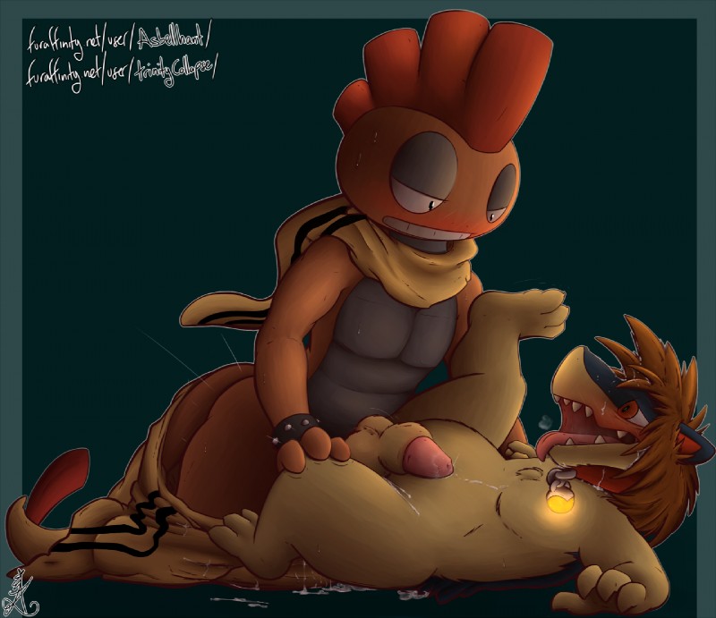 asbie, fan character, and kiiro the scrafty (nintendo and etc) created by asbel lhant and blushbutt