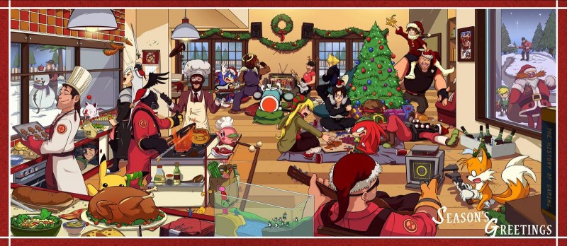 absolutely_everyone antennae_(anatomy) anthro dipstick_tail food fur group holidays katana large_group male markings melee_weapon pom_antennae pom_hat rock_band slouch_hat sword tail tail_markings weapon yellow_body yellow_fur haruningster bandai_namco capcom christmas disney final_fantasy final_fantasy_vii kingdom_hearts kirby_(series) konami locoroco metal_gear nintendo patapon pokemon sega sonic_the_hedgehog_(series) sony_corporation sony_interactive_entertainment square_enix street_fighter taiko_no_tatsujin team_fortress_2 the_legend_of_zelda valve wind_waker akuma_(street_fighter) cloud_strife demoman_(team_fortress_2) don_wada dr._eggman engineer_(team_fortress_2) hatapon heavy_(team_fortress_2) kirby knuckles_the_echidna link medic_(team_fortress_2) miles_prower pyro_(team_fortress_2) scout_(team_fortress_2) sephiroth_(final_fantasy_vii) sniper_(team_fortress_2) soldier_(team_fortress_2) solid_snake sonic_the_hedgehog sora_(kingdom_hearts) spy_(team_fortress_2) toon_link alien animate_inanimate canid canine eulipotyphlan fox generation_1_pokemon hedgehog human mammal moogle patapon_(tribe) pikachu pokemon_(species) rodent snorlax compression_artifacts crossover digital_media_(artwork) hi_res