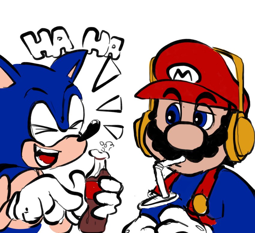 mario and sonic the hedgehog (sonic the hedgehog (series) and etc) created by unknown artist