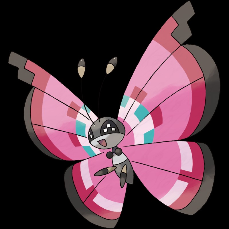 ambiguous_gender feral solo ken_sugimori nintendo pokemon arthropod generation_6_pokemon insect lepidopteran meadow_vivillon pokemon_(species) vivillon 1:1 alpha_channel hi_res official_art