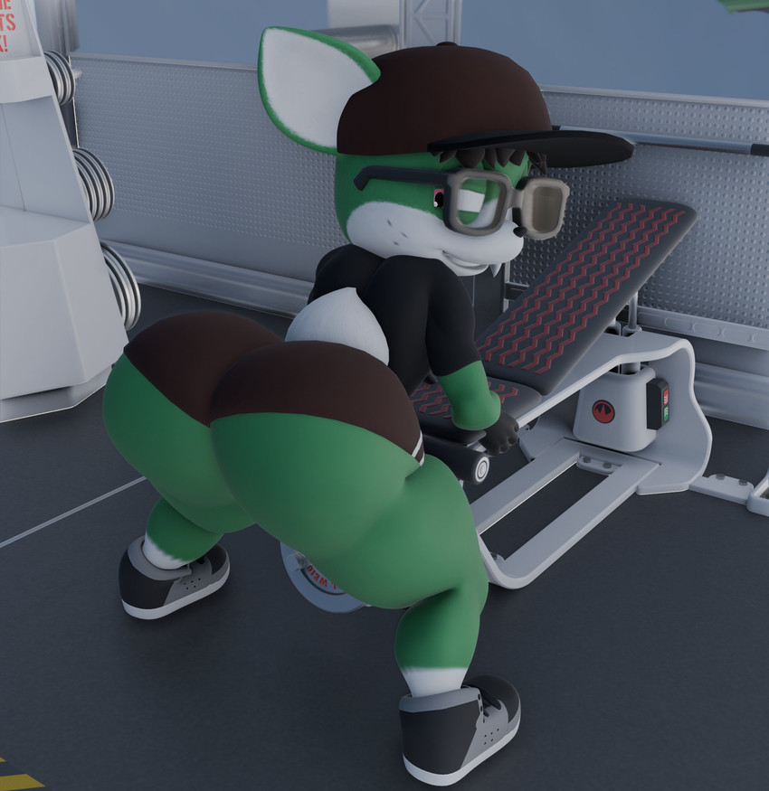 anthro athletic_wear baseball_cap big_butt bottomwear butt clothing eyewear femboy fingerless_gloves footwear freckles glasses gloves gym gym_bottomwear gym_shorts handwear hat headgear headwear huge_butt looking_back male overbite_fang shirt shoes shorts sneakers solo t-shirt thick_thighs topwear kirby_animatez sega sonic_the_hedgehog_(series) fan_character vincent_(onyxsplash) canid canine canis chihuahua domestic_dog gaia mammal toy_dog 3d_(artwork) digital_media_(artwork) hi_res
