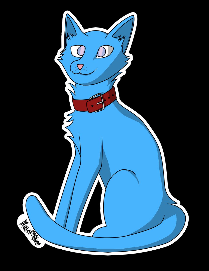 blue_body blue_eyes blue_fur cheek_tuft chest_tuft collar facial_tuft feral fur inner_ear_fluff male neck_tuft simple_background sitting smile solo transparent_background tuft kinipshun domestic_cat felid feline felis mammal alpha_channel hi_res