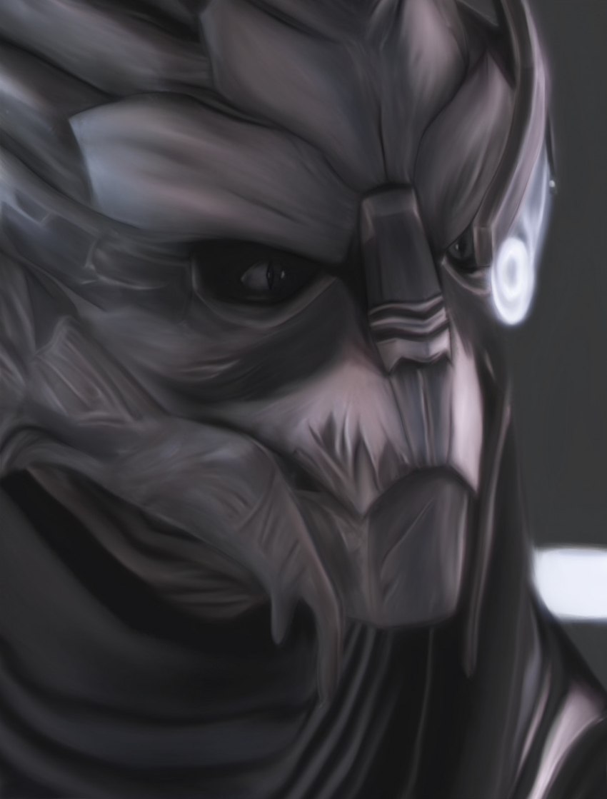 bodypaint clothed clothing face_paint facial_scar looking_aside male not_furry pupils scar scouter slit_pupils solo bigl1463 bioware electronic_arts mass_effect garrus_vakarian alien turian hi_res portrait