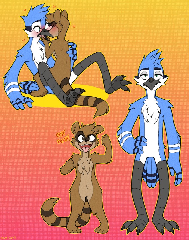 mordecai and rigby (cartoon network and etc) created by xiamtheferret