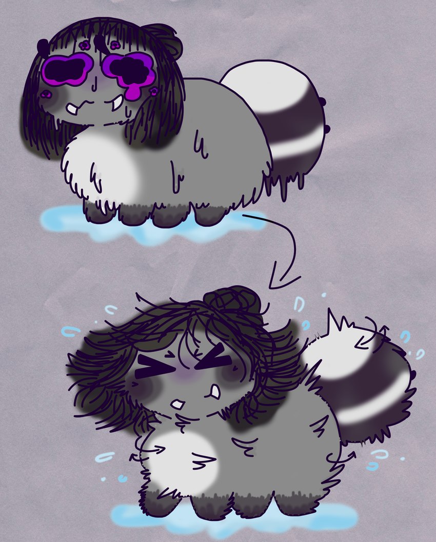 black_body black_fur black_hair blush bodily_fluids chibi fur grey_body grey_fur hair male multi_eye multi_limb purple_eyes shake simple_background sudden tail tears white_body white_fur sosu-the-blue-wolf drops velley_(beastbeans) arachnid arthropod spider absurd_res colored digital_drawing_(artwork) digital_media_(artwork) hi_res