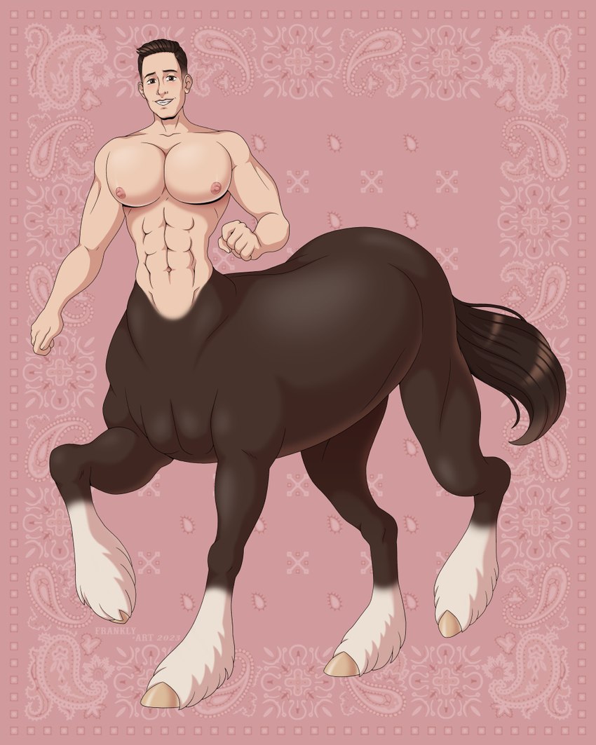 abs barazoku big_pecs brown_eyes brown_hair cheekbones fist hair hooves large_pecs male muscular muscular_male navel nipples nude paisley_pattern pecs smile solo tail western frankly-art european_mythology greek_mythology mythology jefftaur centaur equid equid_taur equine humanoid_taur mammal mammal_taur taur 4:5 hi_res andromorph_(lore)