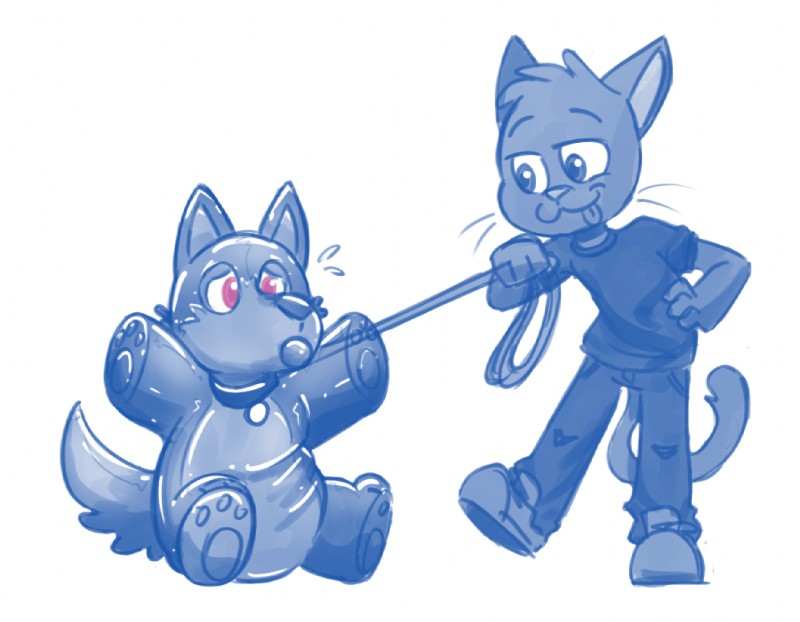 anthro ball_gag bdsm clothed clothing collar duo fur gag gagged glistening latex leash male petplay puppyplay red_eyes roleplay shirt simple_background smile topwear white_background panapoliz august_(meowmcmeow) mittens_(panapoliz) canid canine canis domestic_cat felid feline felis mammal wolf 2018 digital_drawing_(artwork) digital_media_(artwork)