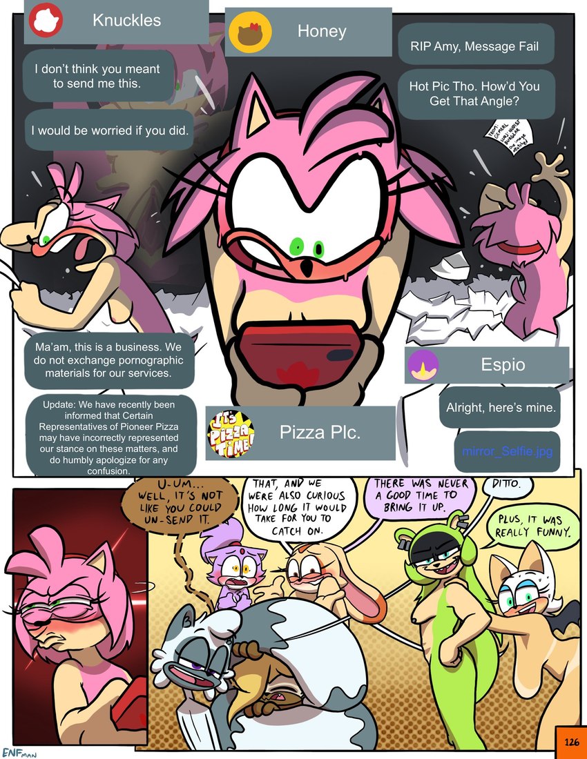 anthro blush breasts butt cellphone dialogue electronics female genitals group hair_down nude phone pussy speech_bubble text text_box text_message thick_thighs theenfman idw_publishing pizza_tower sega sonic_the_hedgehog_(comics) sonic_the_hedgehog_(idw) sonic_the_hedgehog_(series) amy_rose blaze_the_cat cream_the_rabbit rouge_the_bat surge_the_tenrec tangle_the_lemur whisper_the_wolf afrosoricid bat canid canine canis domestic_cat eulipotyphlan felid feline felis hedgehog lagomorph lemur leporid mammal primate rabbit strepsirrhine tenrec wolf comic english_text hi_res meme