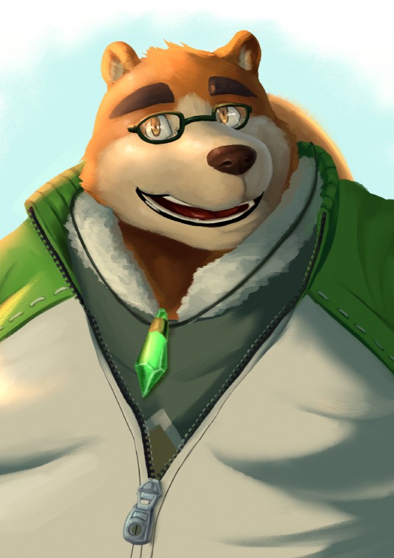 anthro brown_body brown_fur clothed clothing eyewear fur glasses hat headgear headwear male overweight overweight_anthro overweight_male solo straw_hat fenrirwolfen lifewonders tokyo_afterschool_summoners volos_(tas) bear mammal 2017 hi_res