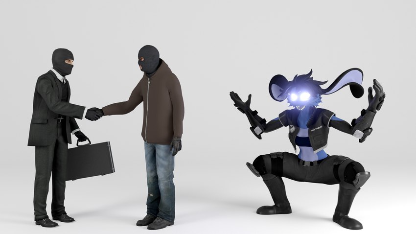 anthro armor autistic_screeching_meme balaclava boots bottomwear bra cargo_pants clothing crouching denim denim_bottomwear denim_clothing female footwear gesture gloves glowing glowing_eyes greaves group hair handshake handwear hoodie jacket jeans knee_pads long_ears male mask meme_pose pants shoes simple_background sports_bra standing suit suitcase topwear trio underwear guntherthespelunker human lagomorph leporid mammal rabbit 16:9 3d_(artwork) digital_media_(artwork) hi_res widescreen