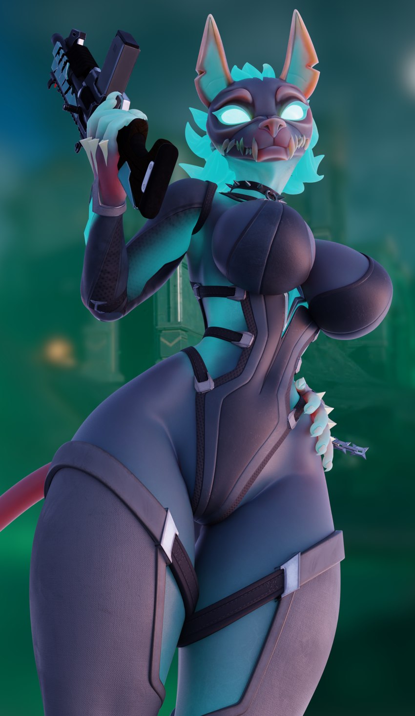 anthro big_breasts blue_eyes blue_hair breasts crossgender female glowing glowing_eyes gun hair hand_on_hip holding_gun holding_object holding_ranged_weapon holding_shotgun holding_weapon ranged_weapon shotgun solo tail thick_thighs weapon mauve_suma mayosplash_(modeler) epic_games fortnite mythology cerberus_(fortnite) canid canid_demon canine demon hellhound mammal mythological_canine mythological_creature 3d_(artwork) digital_media_(artwork) hi_res