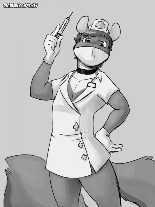 ambiguous_gender anthro looking_at_viewer solo standing rinzy species_request 2019 3:4 hi_res monochrome