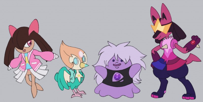 alternate_species ambiguous_gender amethyst_(gem) anthro beak belly_gem biped clothed clothing female feral furrification garnet_(gem) gem group open_mouth open_smile pearl_(gem) smile thick_thighs thigh_gap thin_calves thin_legs thin_thighs wide_hips itoruna cartoon_network nintendo pokemon steven_universe amethyst_(steven_universe) garnet_(steven_universe) pearl_(steven_universe) steven_quartz_universe alien alien_humanoid amethyst_(gem_species) avian bird canid diamond_(gem_species) ditto_(pokemon) garnet_(gem_species) gem_(species) gem_fusion generation_1_pokemon generation_3_pokemon generation_4_pokemon generation_7_pokemon goo_creature humanoid kirlia lucario mammal pearl_(gem_species) pikipek pokemon_(species) quartz_(gem_species) 2019 crossover digital_media_(artwork) hi_res