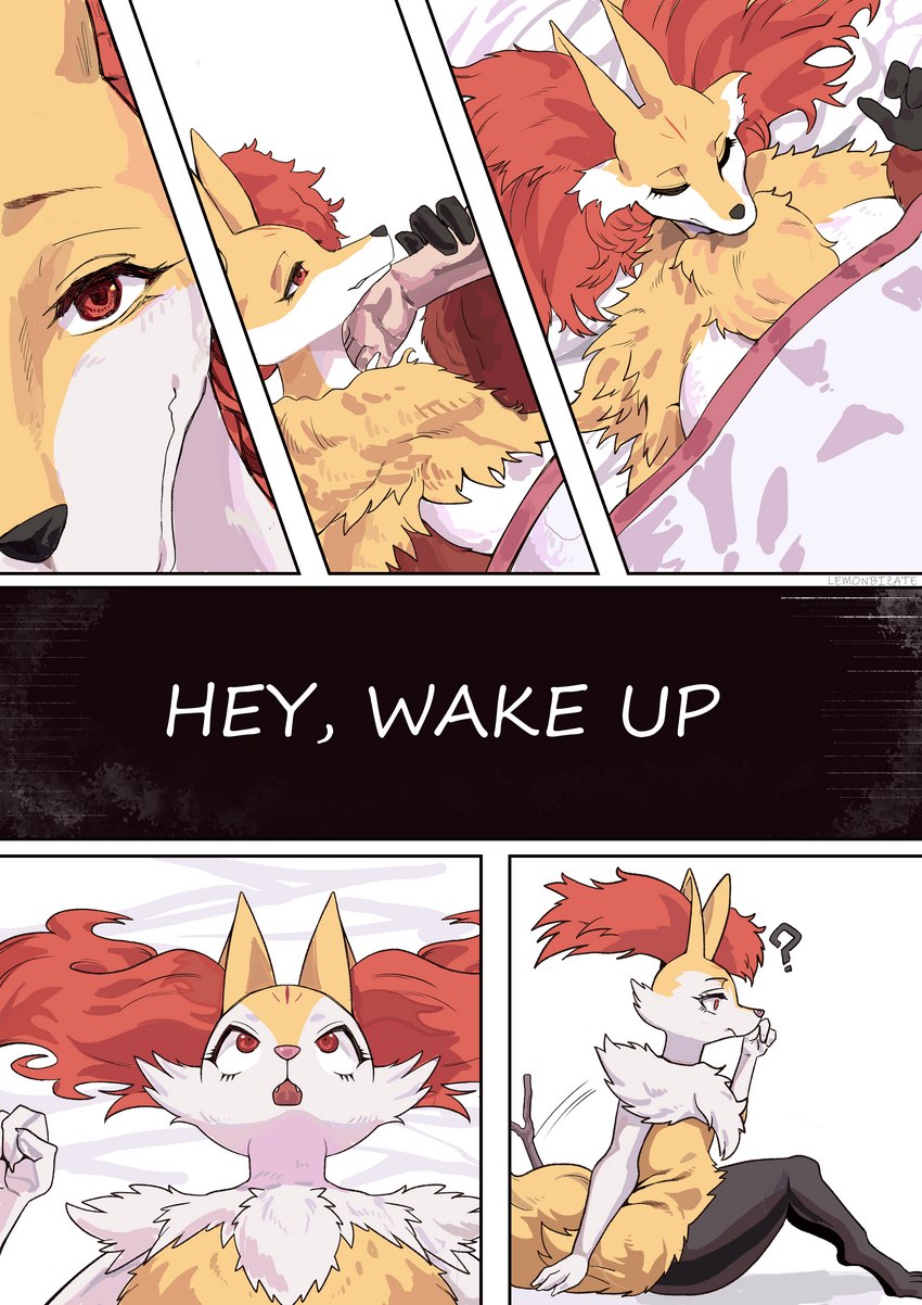 age_progression bed biped blonde_hair bottomwear breasts clothing duo female fur furniture hair interspecies looking_pleasured male orange_body orange_fur red_body red_fur size_difference sleeping text topwear waking_up young lemonbizate nintendo pokemon braixen delphox generation_6_pokemon human mammal pokemon_(species) absurd_res comic hi_res adopted_(lore) adopted_son_(lore) adoptive_mother_(lore) mother_(lore) mother_and_child_(lore) mother_and_son_(lore) parent_(lore) parent_and_child_(lore) parent_and_son_(lore) son_(lore)