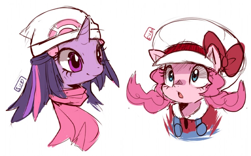 dawn, lyra, pinkie pie, pokemon trainer, and twilight sparkle (friendship is magic and etc) created by suikuzu