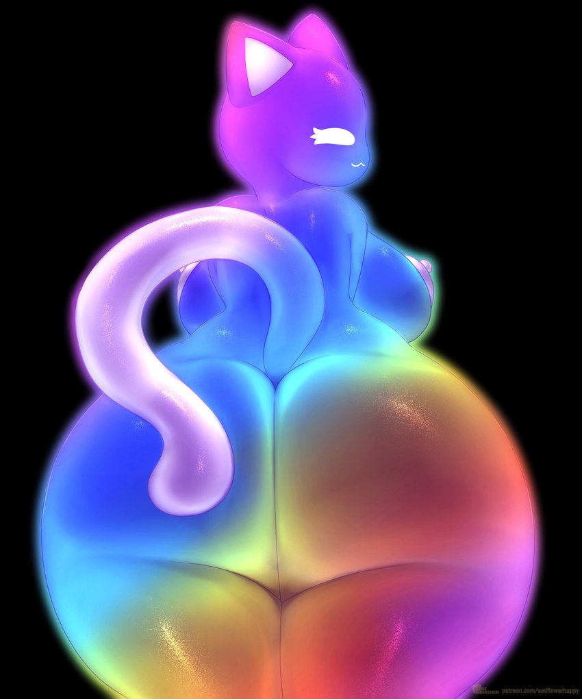 anthro big_breasts big_butt breasts butt female huge_butt multicolored_body nipples solo sparklefur thick_thighs wide_hips lefantis sadflowerhappy rainbow_(sadflowerhappy) domestic_cat felid feline felis mammal 2022 5:6 absurd_res artist_collaboration colorful_theme hi_res