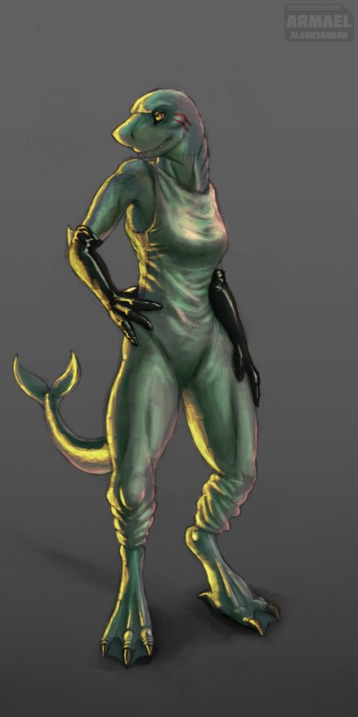 anthro armwear clothed clothing elbow_gloves female gills gloves handwear science_fiction simple_background solo alekksandar conditional_dnp rokka_(alekksandar) alien fish marine shark fiction absurd_res hi_res unavailable_at_source