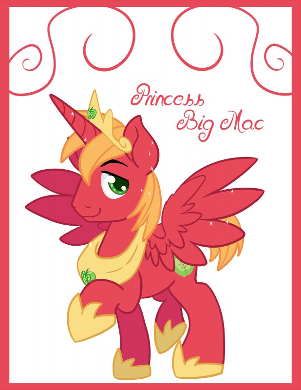 alternate_species apple blonde_hair crown cutie_mark dialogue feathered_wings feathers feral food fruit gem gold_(metal) green_eyes hair headgear horn jewelry looking_at_viewer male necklace plant solo text wings pon3splash friendship_is_magic hasbro my_little_pony mythology big_macintosh_(mlp) equid equine mammal mythological_creature mythological_equine winged_unicorn 2014 absurd_res english_text full-length_portrait hi_res portrait