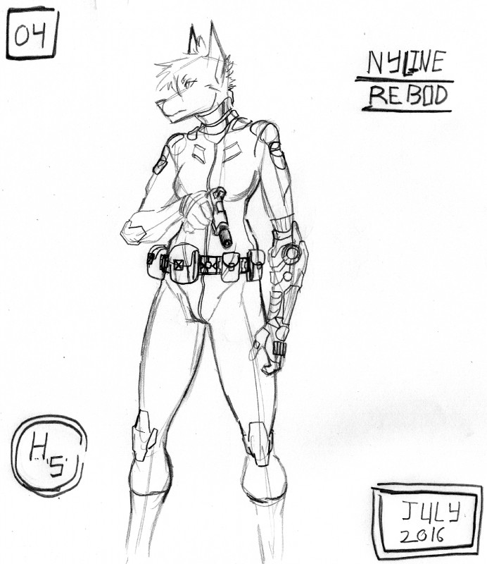 anthro armor bangs belt boots breasts buckle clothing cybernetic_arm cybernetic_limb cybernetics elbow_pads eyebrows female footwear gloves gun hair handgun handwear knee_pads long_ears machine neck_protection padding pistol pouches ranged_weapon red_dot_sight shoes silencer simple_background solo spiky_hair stare tactical_belt thick_thighs utility_belt weapon wide_hips harpseal nyline_rebod canid canine canis dobermann domestic_dog mammal pinscher 2017 greyscale hi_res monochrome