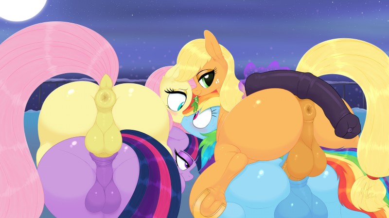 applejack, fluttershy, rainbow dash, and twilight sparkle (friendship is magic and etc) created by mittsies