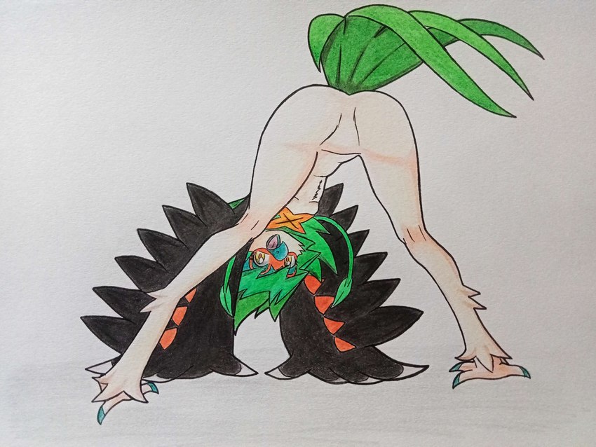 anthro black_wings feathers feet female green_body green_feathers looking_at_viewer solo talons toes wings ideltasarc333 nintendo pokemon vanith_(nyxcha) avian decidueye generation_7_pokemon pokemon_(species) 4:3 absurd_res hi_res