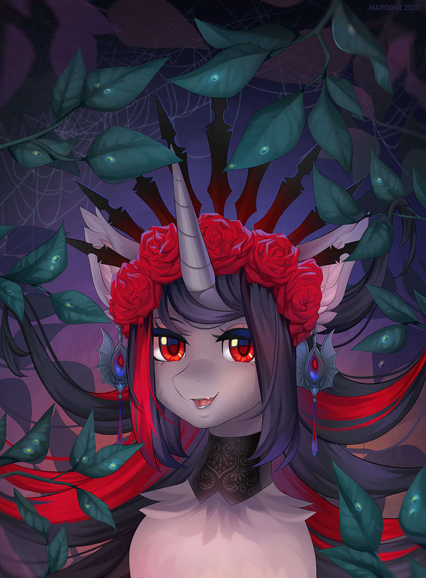 anthro black_hair female hair horn open_mouth red_eyes smile solo teeth tongue margony mythology flying_dream_(oc) equid equine mammal mythological_creature mythological_equine unicorn 2020 digital_media_(artwork) hi_res