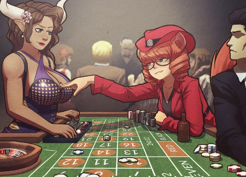 big_breasts breasts casino cleavage clothed clothing female group horn item_in_cleavage male roulette roulette_table roulette_wheel dr._pizza_boi casimira_(orannis0) molasses_heufenhorne_(teixasrox) animal_humanoid bovid bovine human humanoid mammal mammal_humanoid rodent rodent_humanoid sciurid sciurid_humanoid tree_squirrel_humanoid