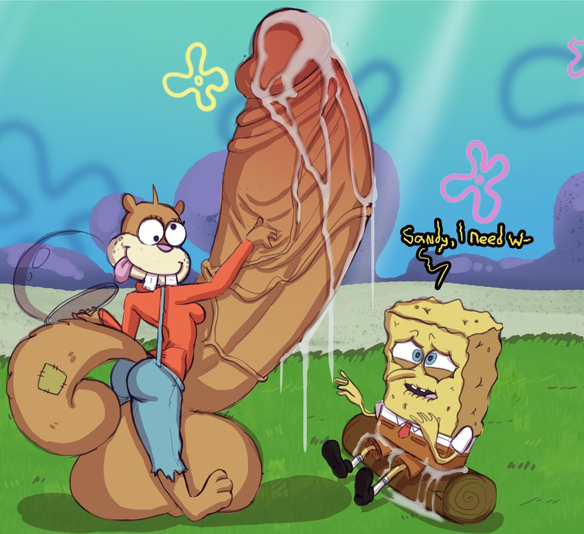 3_toes alternate_costume anthro armor balls big_balls big_penis brown_body brown_fur bubble_helmet buckteeth clothing crossgender derp_eyes duo erection feet flower flower_cloud_(spongebob) ftg_crossgender fti_crossgender fur genitals glue glue_on_genitals grass gynomorph hand_on_penis headgear helmet herm hillbilly huge_balls huge_penis hyper hyper_genitalia hyper_penis intersex intersex/male log male on_model overalls patch_(fabric) penis plant sandy's_treedome teeth toes tongue tongue_out vein veiny_penis wood izzybsides nickelodeon spongebob_squarepants hick_sandy_cheeks sandy_cheeks spongebob_squarepants_(character) mammal marine rodent sciurid sea_sponge tree_squirrel absurd_res hi_res