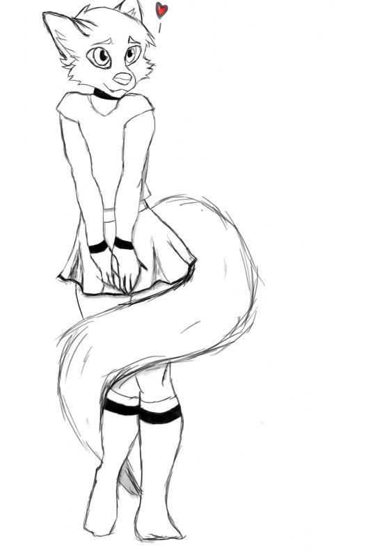 anthro bottomwear clothed clothing crossdressing femboy male shy skirt solo thefurryninja neon_(character) canid canine fox mammal 2:3 absurd_res hi_res