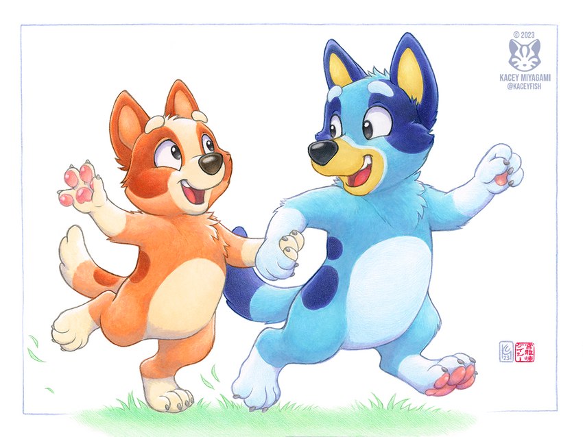 bingo heeler and bluey heeler (bluey (series)) created by kacey