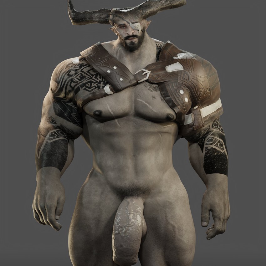 2_horns balls genitals horn male nipples pecs penis scar solo tattoo text vein veiny_muscles veiny_penis veiny_thighs voluox bioware dragon_age electronic_arts iron_bull humanoid qunari 1:1 3d_(artwork) absurd_res digital_media_(artwork) english_text hi_res