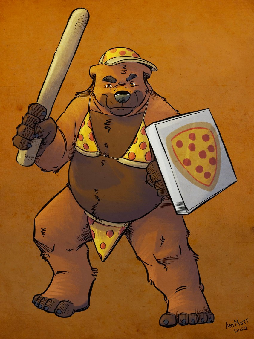 5_fingers 5_toes anthro belly big_belly black_nose bread breadsticks brown_body brown_fur clothing container feet fingers food fur hat headgear headwear humanoid_hands male overweight overweight_male pizza pizza_box pizza_slice solo toes k-9 barry_the_pizza_bear bear mammal 2022 hi_res