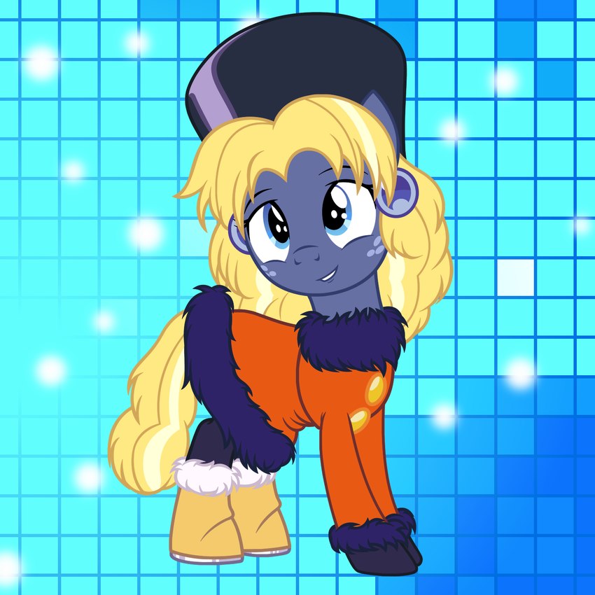 blonde_hair blue_body blue_eyes boots clothing coat ear_piercing feral footwear freckles fur_trim hair hat headgear headwear male piercing red_clothing red_coat red_topwear shoes solo tail topwear yellow_tail badumsquish friendship_is_magic hasbro my_little_pony kalinka_cossack star_tracker_(mlp) earth_pony equid equine horse mammal pony 1:1 hi_res