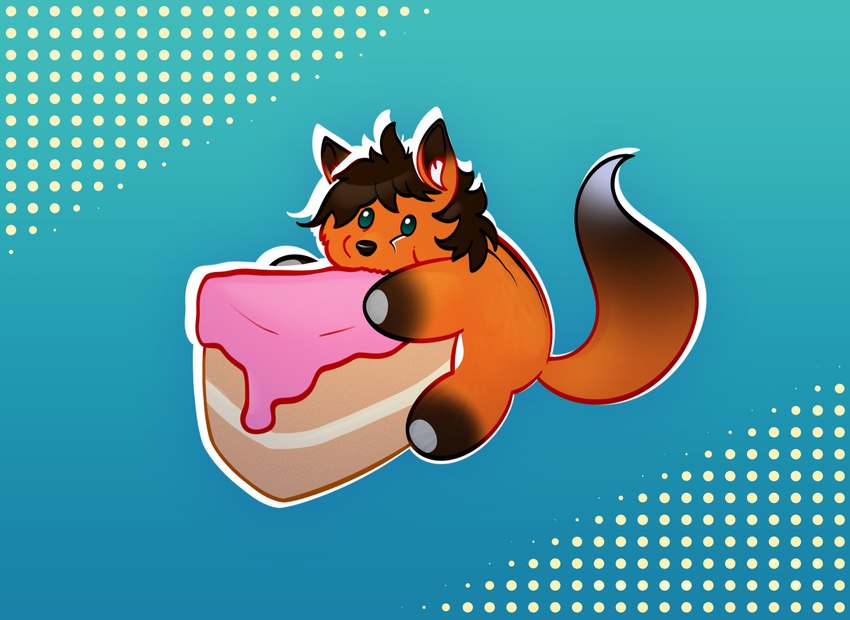 anthro black_body black_fur cake dessert food fur green_eyes grey_body grey_fur hair male orange_body plushie solo tail toy sjevi canid canine fox mammal red_fox true_fox digital_drawing_(artwork) digital_media_(artwork) digital_painting_(artwork) painting_(artwork)