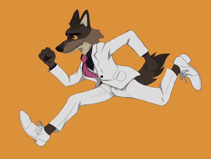 anthro bottomwear clothing fist footwear male male_anthro orange_background pants running shoes simple_background solo suit white_clothing skullsbesan dreamworks the_bad_guys mr._wolf_(the_bad_guys) canid canine canis mammal wolf 2021 hi_res