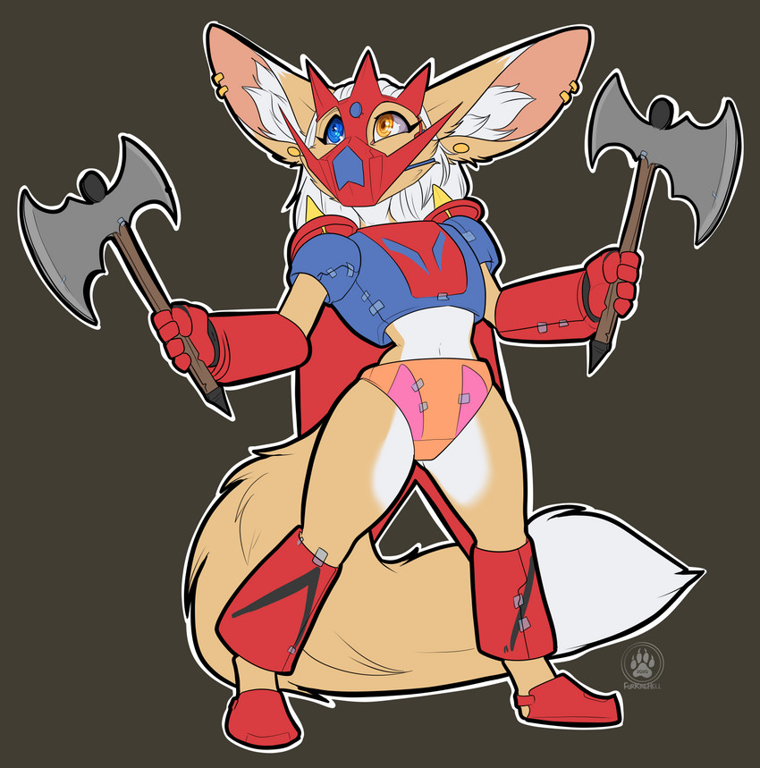 anthro cosplay female getter_dragon heterochromia machine mecha multicolored_tail solo tail jesterghastly getter_robo_g rose_dandy-ba canid canine fennec_fox fox mammal mink mustelid musteline true_fox true_musteline hi_res