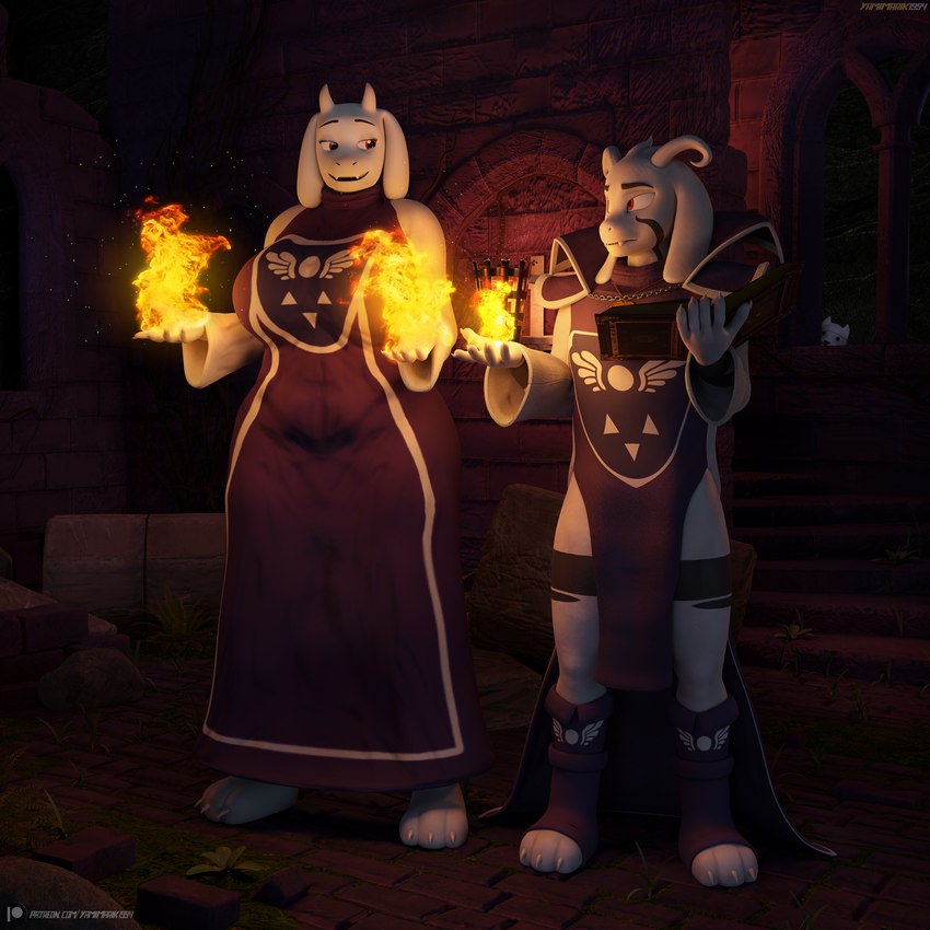 annoying dog, asriel dreemurr, and toriel (undertale (series) and etc) created by yamimarik1994