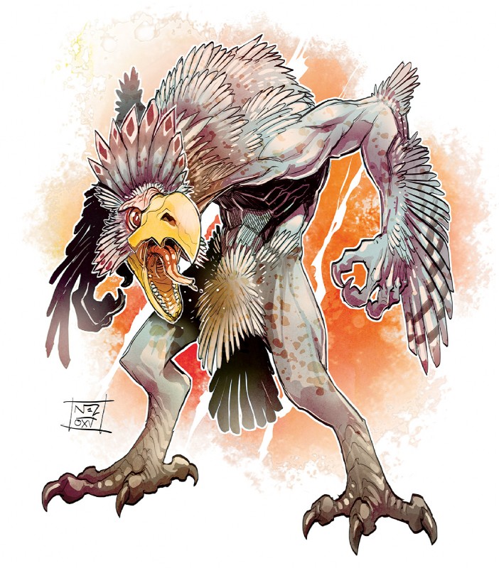 abs action_pose anthro athletic athletic_anthro athletic_male beak claws feathers hunched_over looking_at_viewer male nude open_mouth pose pubes screaming simple_background solo spots standing tongue tongue_out white_body white_feathers nezart avian bird cariamiform prehistoric_species terror_bird hi_res