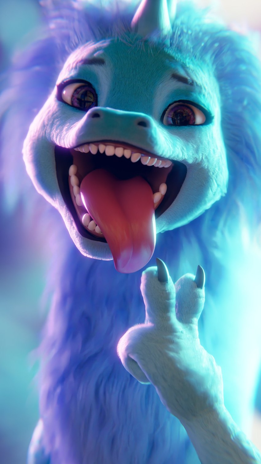 blue_body blue_fur claws female feral fur horn looking_at_viewer mouth_shot open_mouth simple_background solo teeth tongue tongue_out azerta56 asian_mythology disney east_asian_mythology mythology raya_and_the_last_dragon sisu_(ratld) aquatic_dragon dragon eastern_dragon marine mythological_creature mythological_scalie scalie 3d_(artwork) 9:16 digital_media_(artwork) hi_res