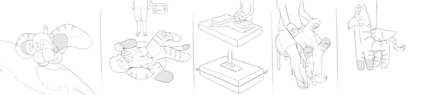 anthro atmospheric_perspective casting_mold deflation dipstick_tail female hand_in_ass inanimate_transformation inflatable inflation markings pinata_transformation striped_body stripes tail tail_markings transformation wide_image wings donpretzel joon_(artist) animate_inanimate avian felid hybrid living_inflatable mammal pantherine tiger absurd_res hi_res long_image monochrome