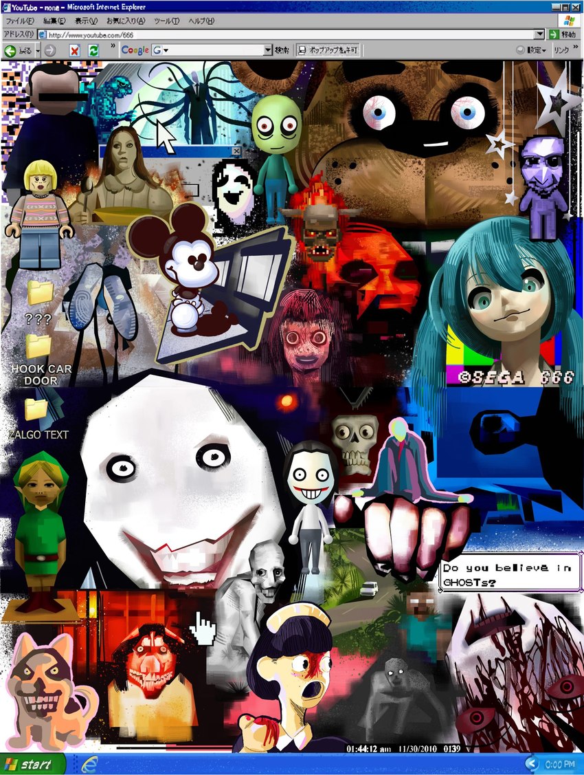 suicide mouse, rayray, victim number 1, tara the android, jeff the killer, and etc (dining room or there is nothing and etc) created by natedhernandez