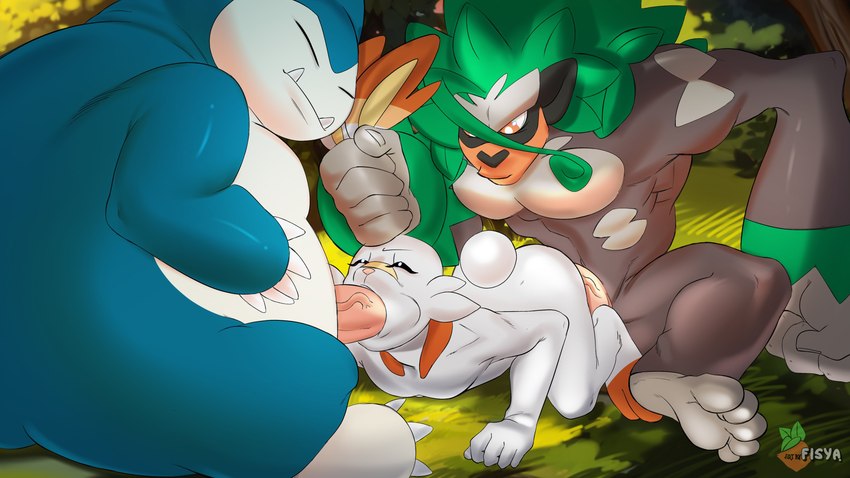 anal anal_penetration anthro fellatio fisya forced gangbang group group_sex male male/male nature nature_background oral penetration penile rape sex trio fisyartist nintendo pokemon generation_1_pokemon generation_8_pokemon pokemon_(species) rillaboom scorbunny snorlax 16:9 absurd_res hi_res widescreen