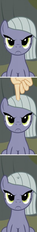 3_panel_comic angry disembodied_hand duo female feral frown grey_hair hair looking_at_viewer on_model poking_head purple_body sitting solo_focus badumsquish friendship_is_magic hasbro my_little_pony limestone_pie_(mlp) earth_pony equid equine horse mammal pony 2018 absurd_res digital_media_(artwork) hi_res long_image portrait tall_image