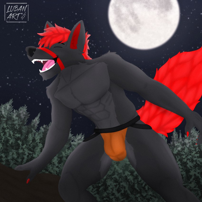 anthro bulge claws clothed clothing fur jockstrap jockstrap_only male muscular muscular_anthro muscular_male red_body red_fur simple_background solo tail topless underwear underwear_only lubanart mythology fury_(furythewolf) canid canine canis mammal mythological_canine mythological_creature werecanid werecanine werecreature werewolf wolf 1:1 absurd_res digital_media_(artwork) hi_res