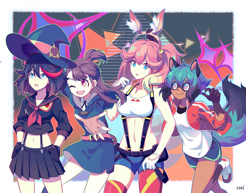 aina ardebit, atsuko kagari, michiru kagemori, ryuko matoi, and senketsu (little witch academia and etc) created by bzzt