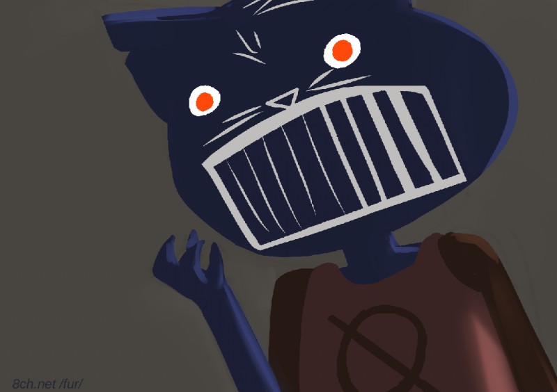 angry anthro blue_body blue_fur female fur grey_background humor simple_background solo anonymous_artist /fur/ night_in_the_woods ween_(band) boognish mae_borowski domestic_cat felid feline felis mammal aliasing digital_media_(artwork) reaction_image