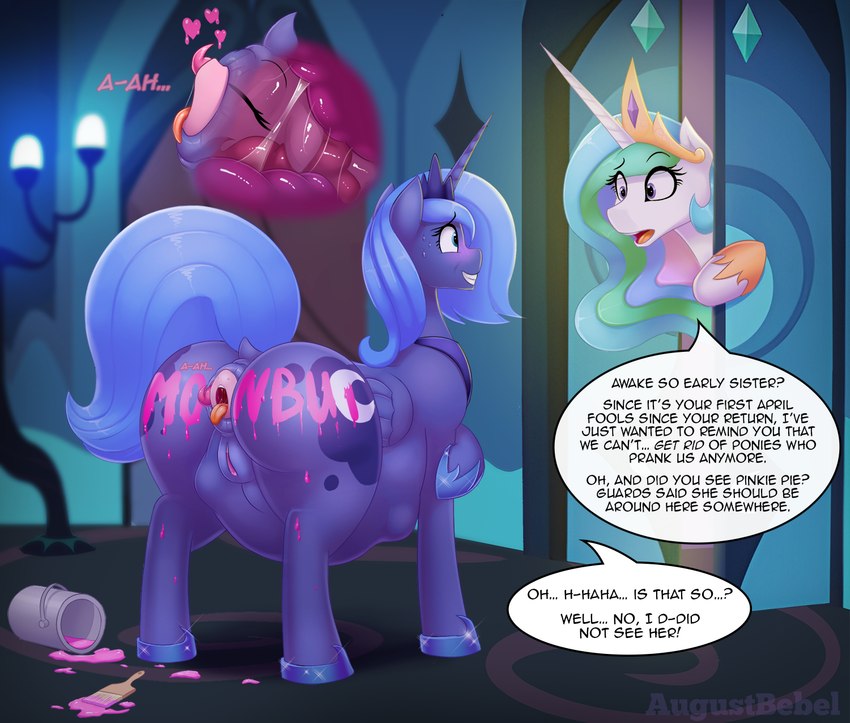 pinkie pie, princess celestia, and princess luna (friendship is magic and etc) created by augustbebel